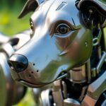 Lifelike Roboter Hund in natürlicher Umgebung.