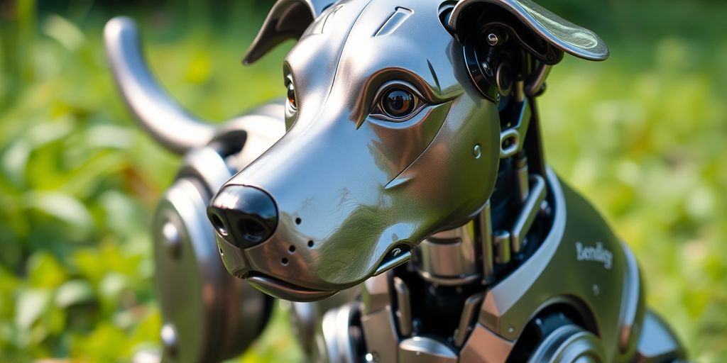 Lifelike Roboter Hund in natürlicher Umgebung.